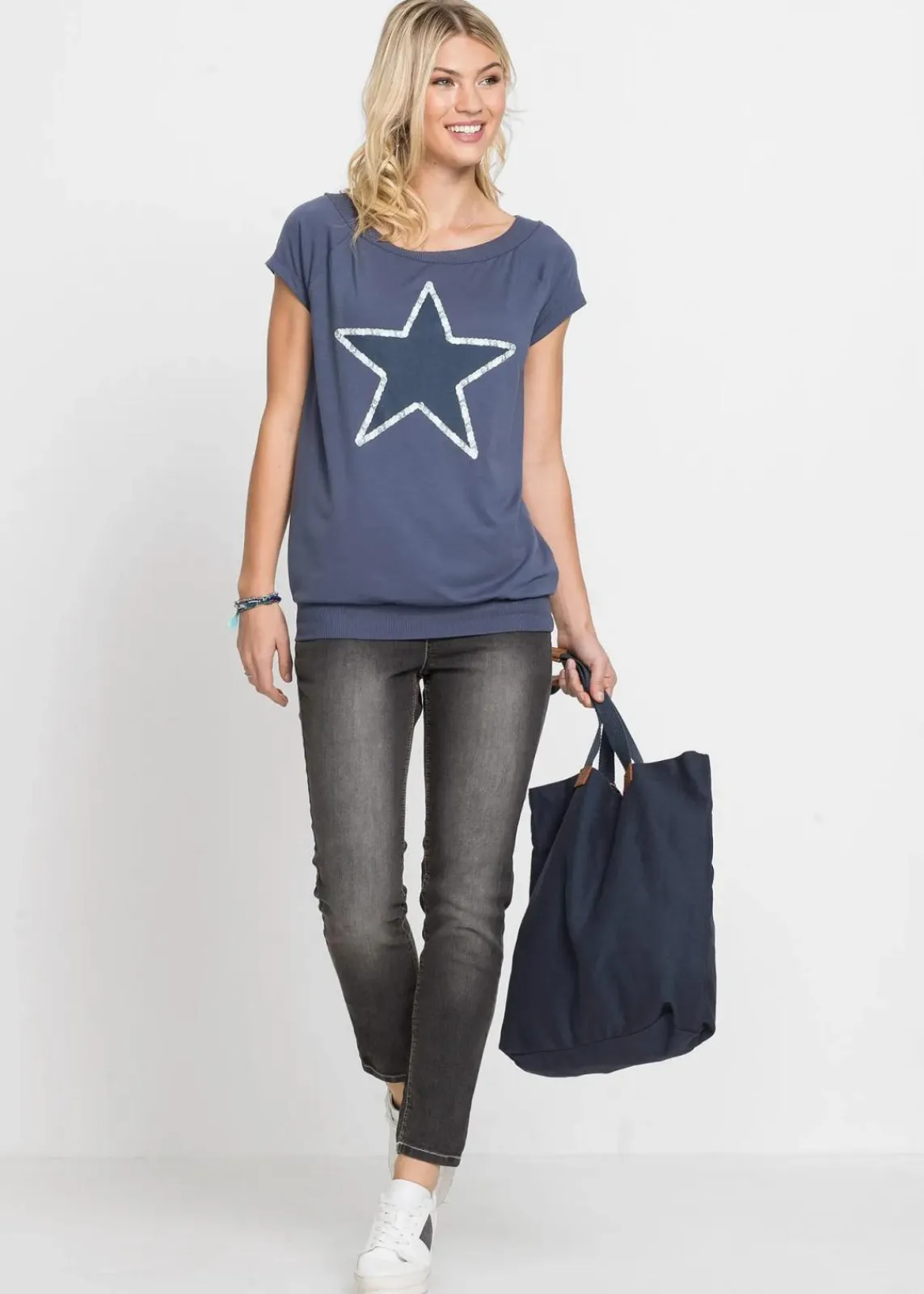 bonprix Shirts & Tops^Shirt mit Sternenprint indigo bedruckt