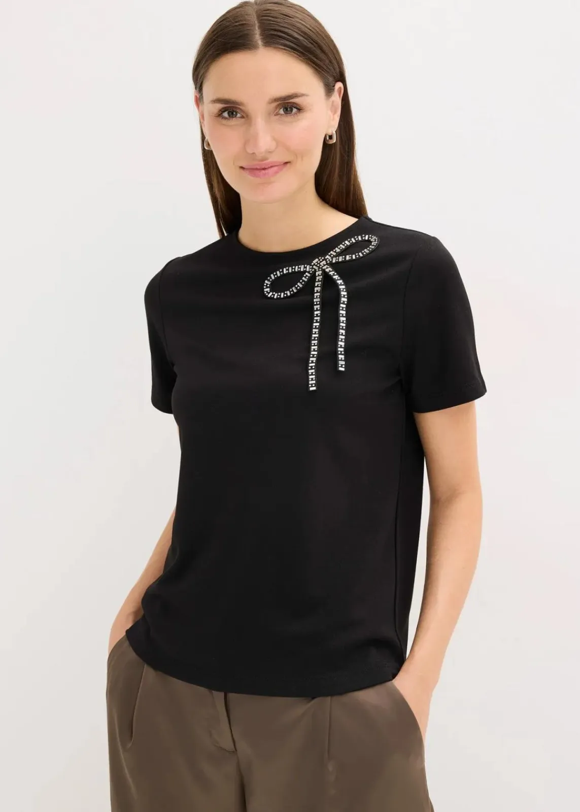 bonprix Shirts & Tops|Nachhaltigere Materialien^Shirt mit Strass-Applikation schwarz