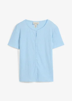 bonprix Shirts & Tops^Shirt mit Struktur und Knopfleiste hellblau