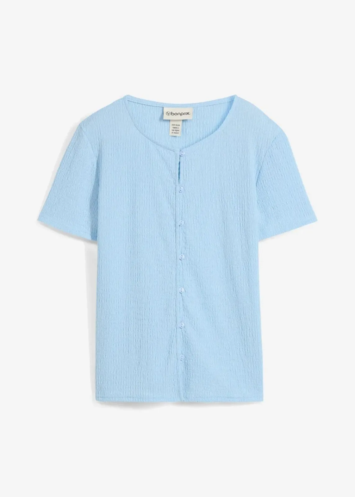 bonprix Shirts & Tops^Shirt mit Struktur und Knopfleiste hellblau