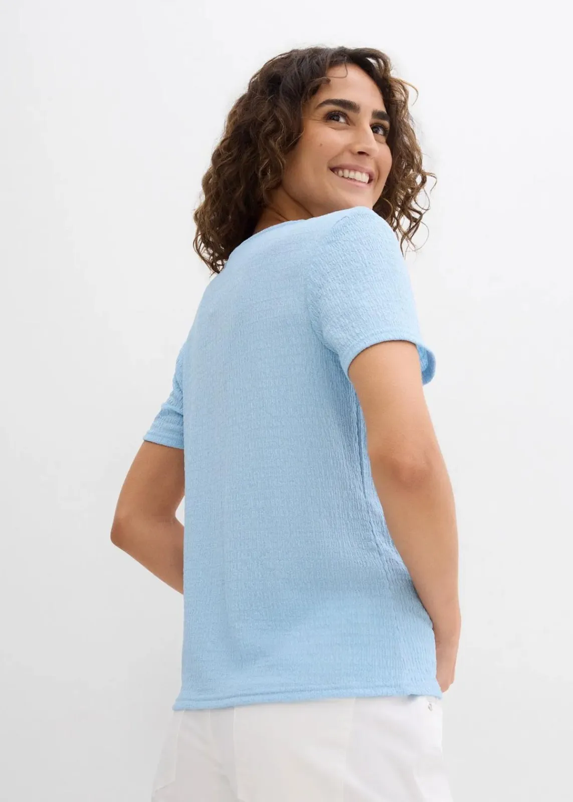 bonprix Shirts & Tops^Shirt mit Struktur und Knopfleiste hellblau