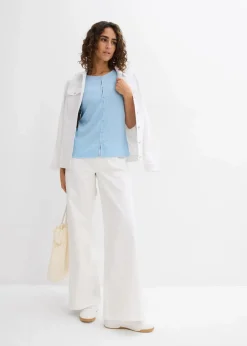 bonprix Shirts & Tops^Shirt mit Struktur und Knopfleiste hellblau