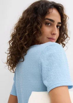 bonprix Shirts & Tops^Shirt mit Struktur und Knopfleiste hellblau