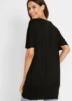bonprix Shirts & Tops|Nachhaltigere Materialien^Shirt mit U-Boot Ausschnitt, Halbarm schwarz floral