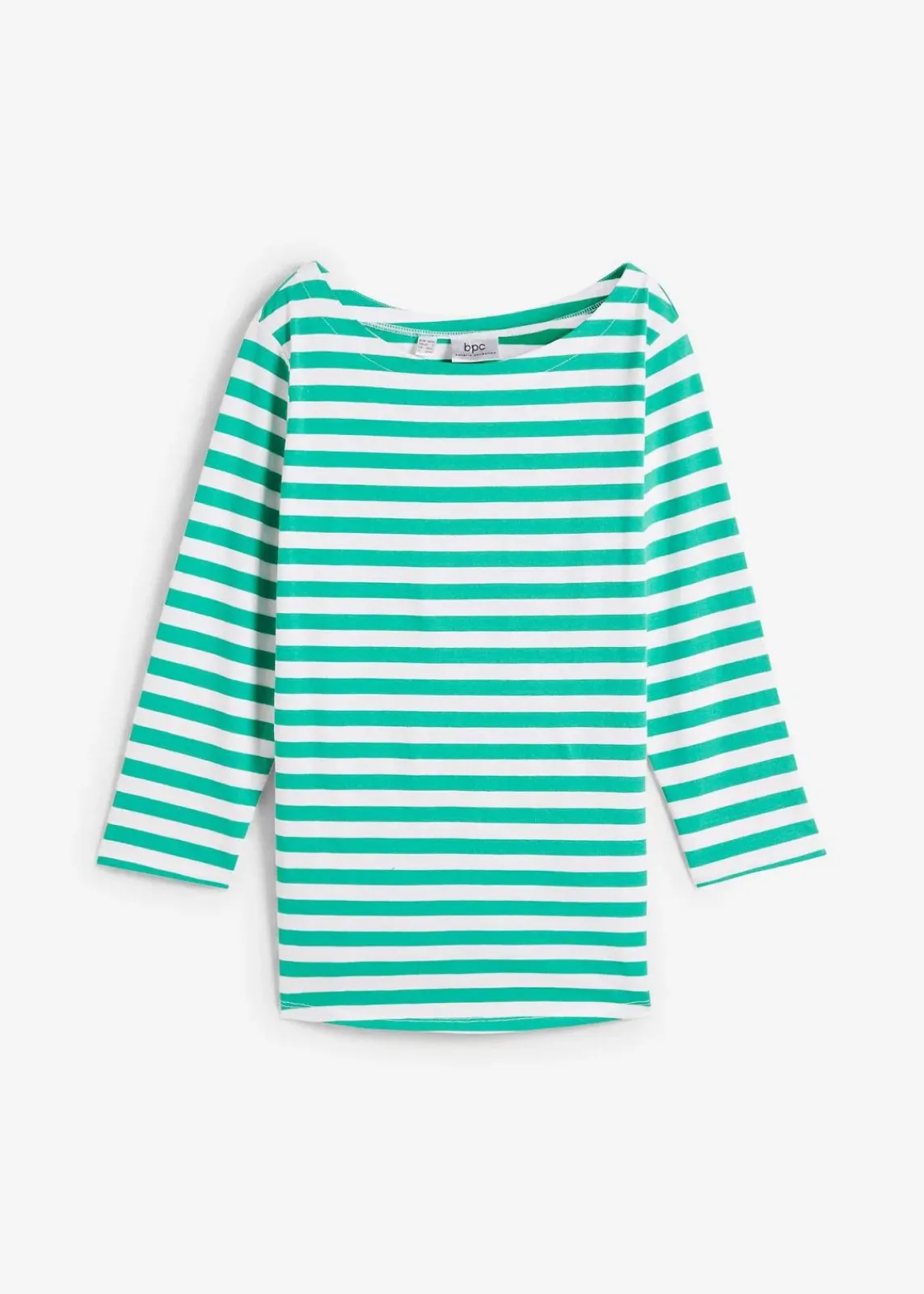 bonprix Shirts & Tops|Basics^Shirt mit U-Boot-Ausschnitt jadegrün / weiß gestreift