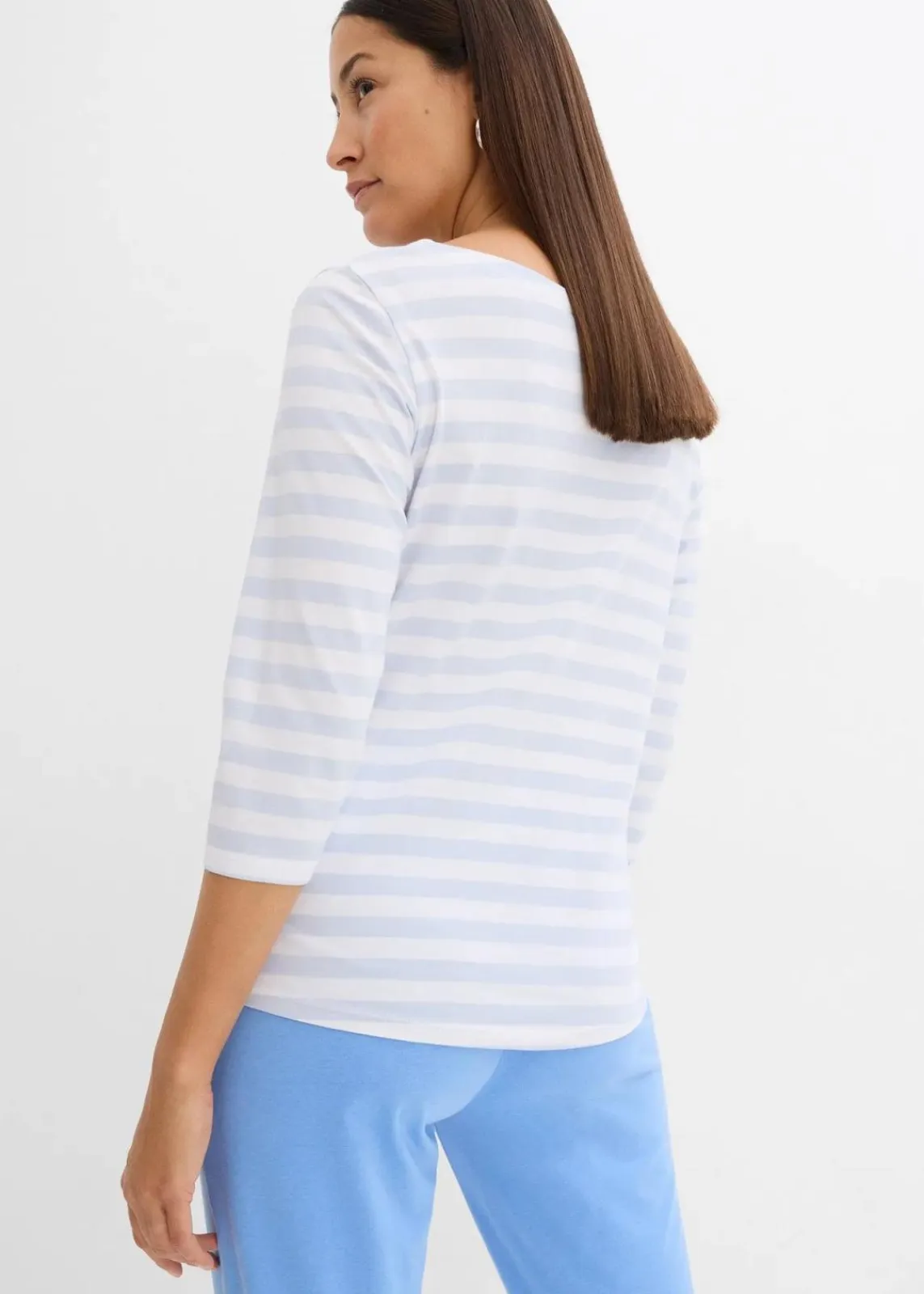bonprix Shirts & Tops|Basics^Shirt mit U-Boot-Ausschnitt zartblau/weiß