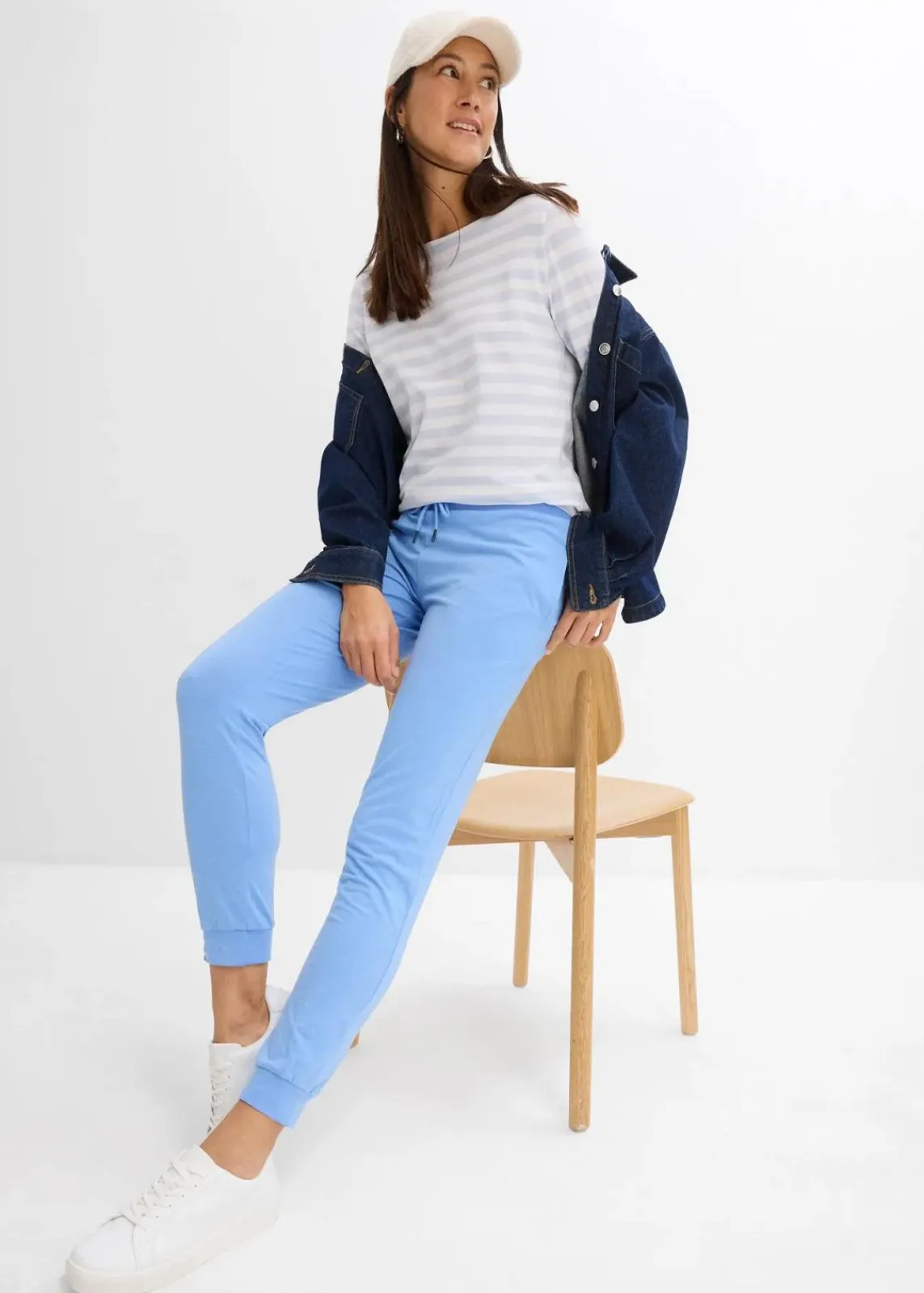bonprix Shirts & Tops|Basics^Shirt mit U-Boot-Ausschnitt zartblau/weiß