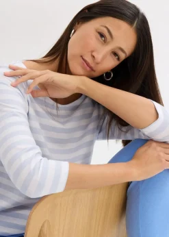 bonprix Shirts & Tops|Basics^Shirt mit U-Boot-Ausschnitt zartblau/weiß