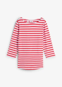 bonprix Bekleidung·Röcke|Basics^Shirt mit U-Boot-Ausschnitt rot/weiß gestreift