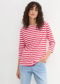 bonprix Bekleidung·Röcke|Basics^Shirt mit U-Boot-Ausschnitt rot/weiß gestreift