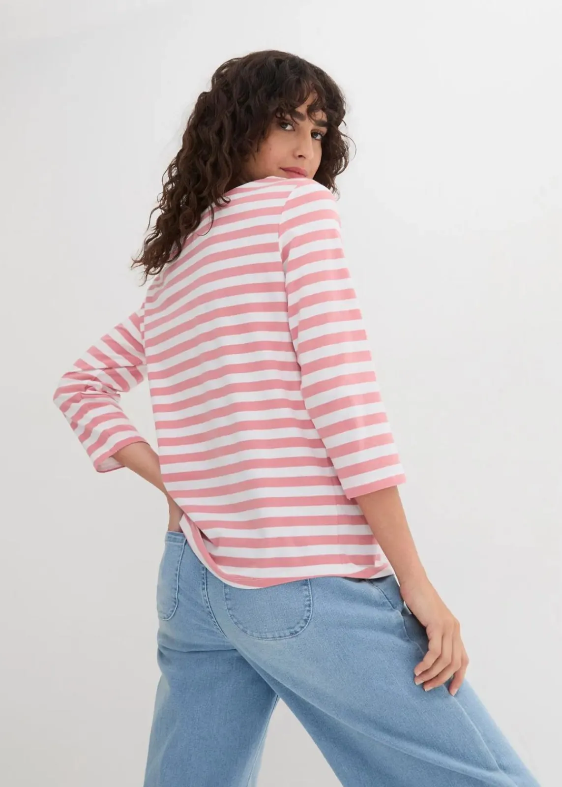 bonprix Shirts & Tops|Basics^Shirt mit U-Boot-Ausschnitt rauchrose/weiß gestreift