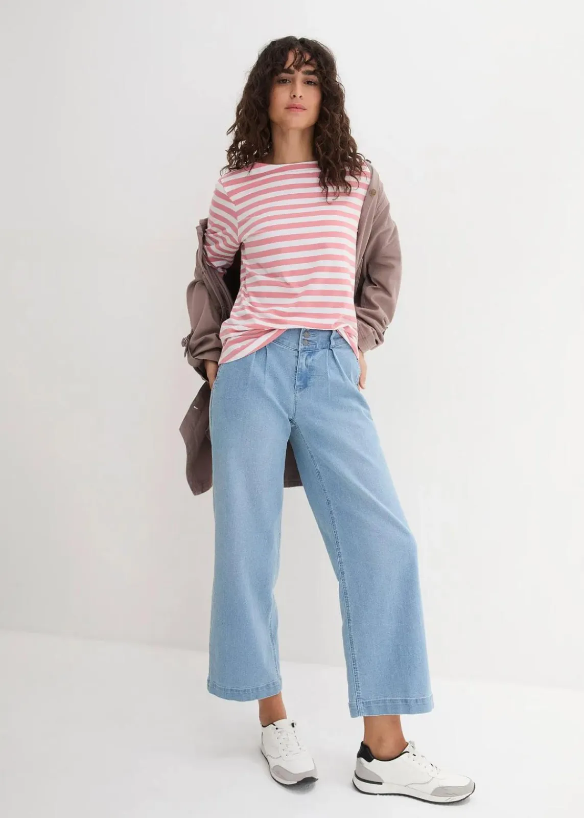 bonprix Shirts & Tops|Basics^Shirt mit U-Boot-Ausschnitt rauchrose/weiß gestreift