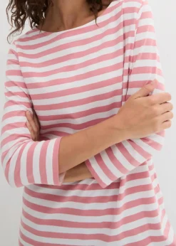 bonprix Shirts & Tops|Basics^Shirt mit U-Boot-Ausschnitt rauchrose/weiß gestreift