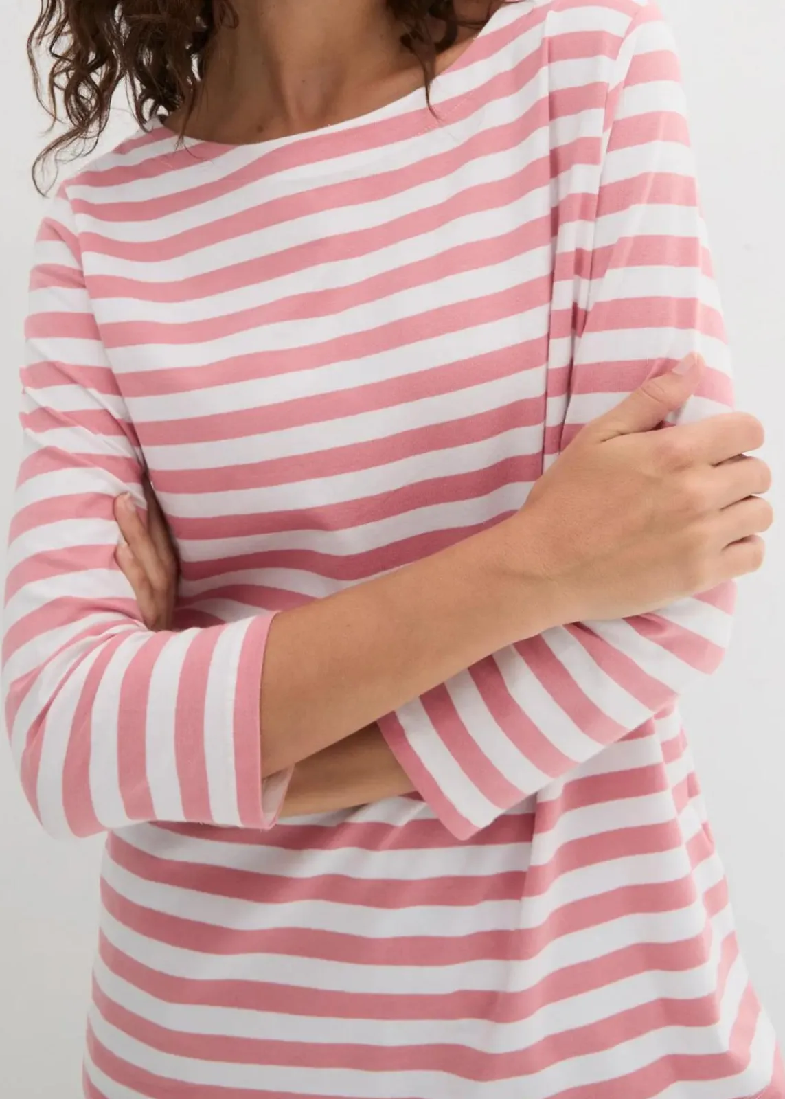 bonprix Shirts & Tops|Basics^Shirt mit U-Boot-Ausschnitt rauchrose/weiß gestreift