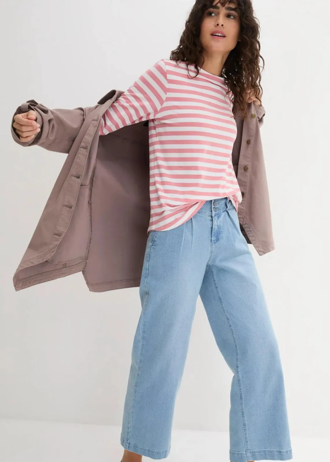 bonprix Shirts & Tops|Basics^Shirt mit U-Boot-Ausschnitt rauchrose/weiß gestreift