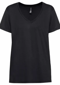 bonprix Shirts & Tops|Basics^Shirt mit V-Ausschnitt schwarz