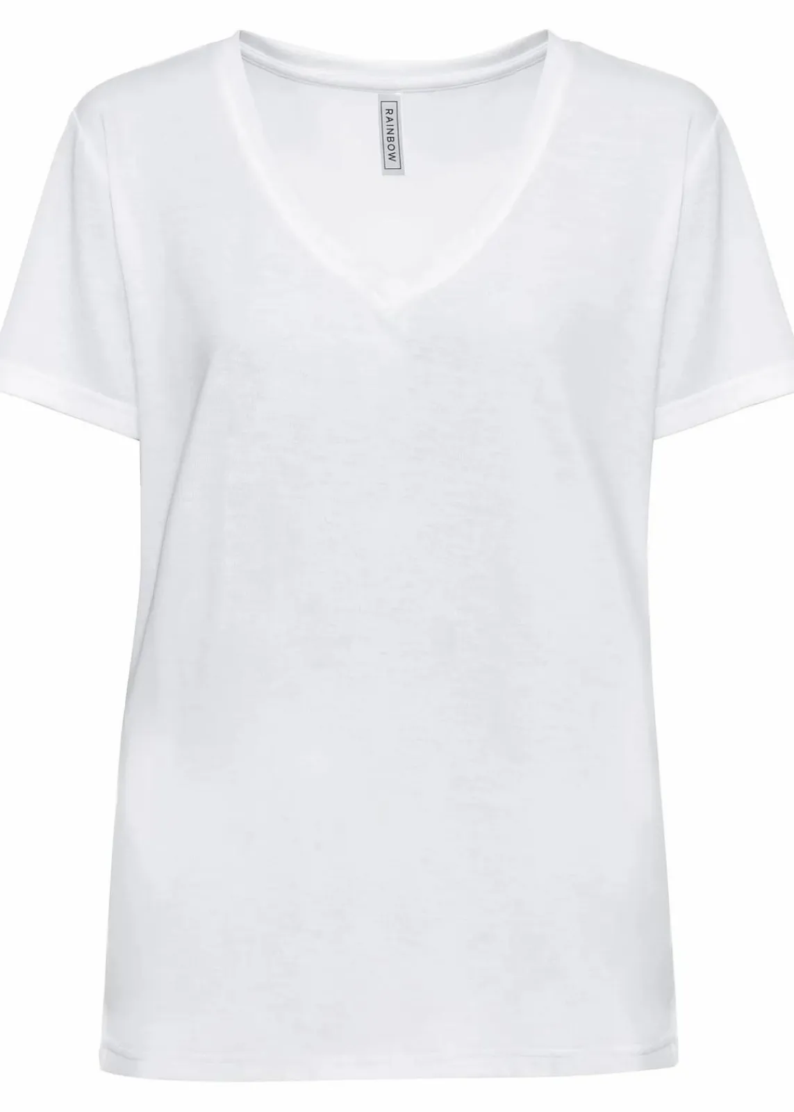 bonprix Bekleidung·Röcke|Nachhaltigere Materialien^Shirt mit V-Ausschnitt weiß