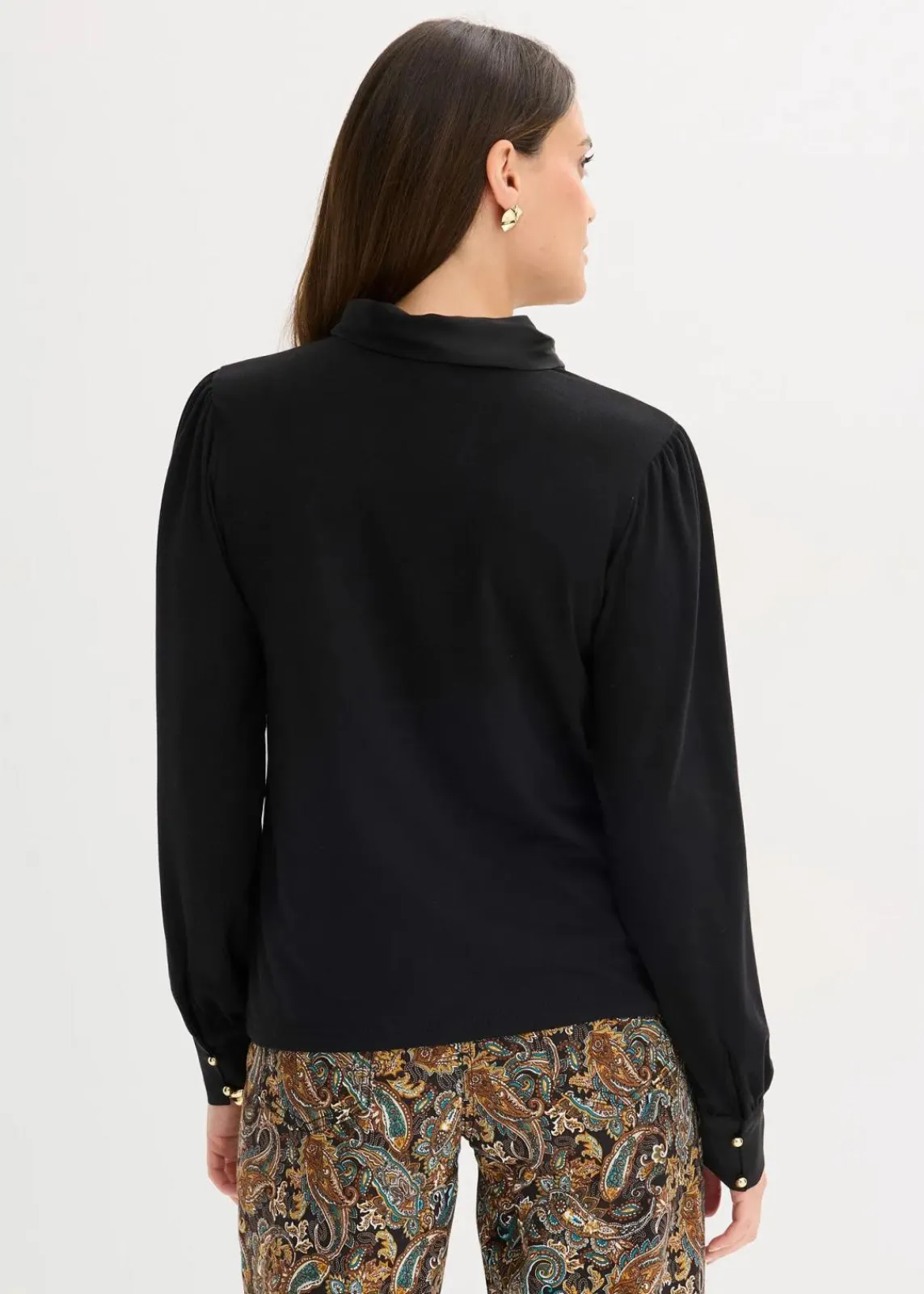 bonprix Shirts & Tops^Shirt mit Viskose und Satinschluppe schwarz