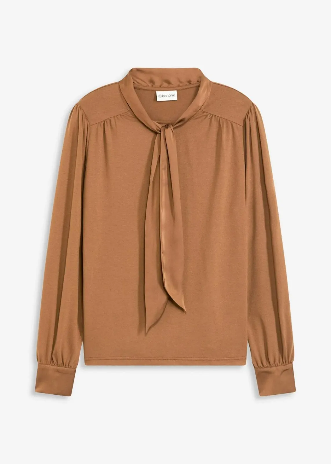 bonprix Shirts & Tops^Shirt mit Viskose und Satinschluppe pimentbraun