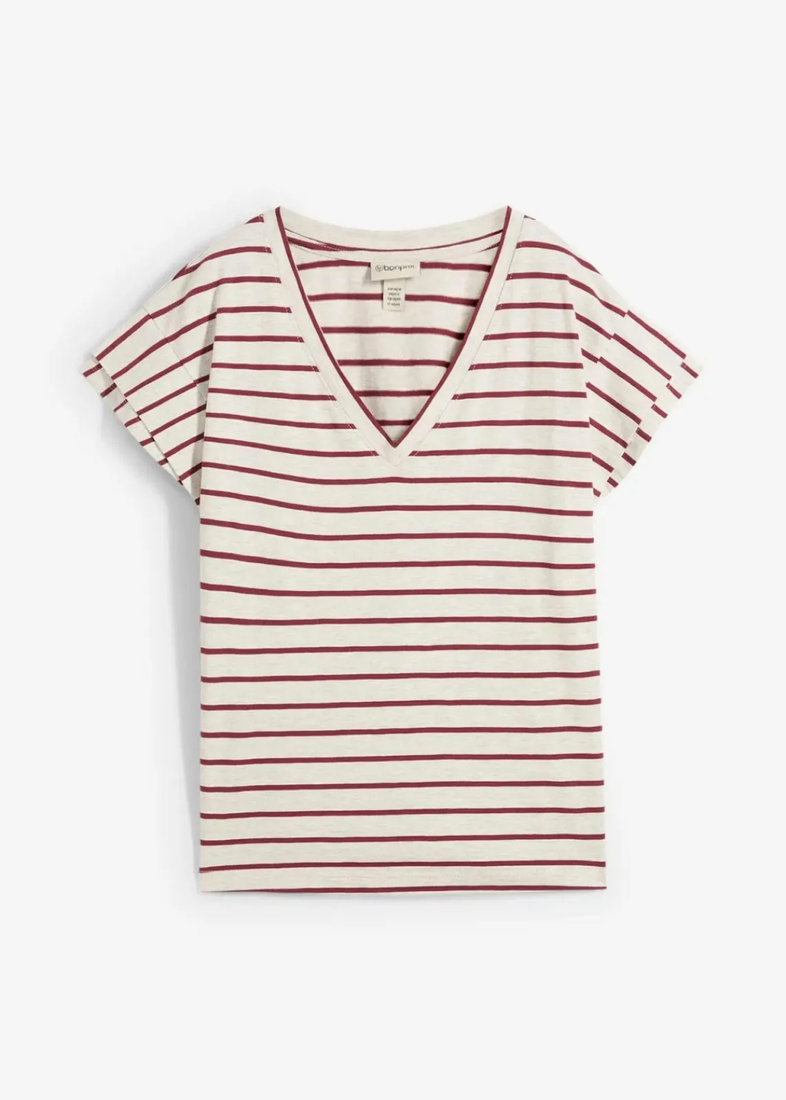 bonprix Shirts & Tops^Shirt mit Volantärmeln natur/bordeaux gestreift