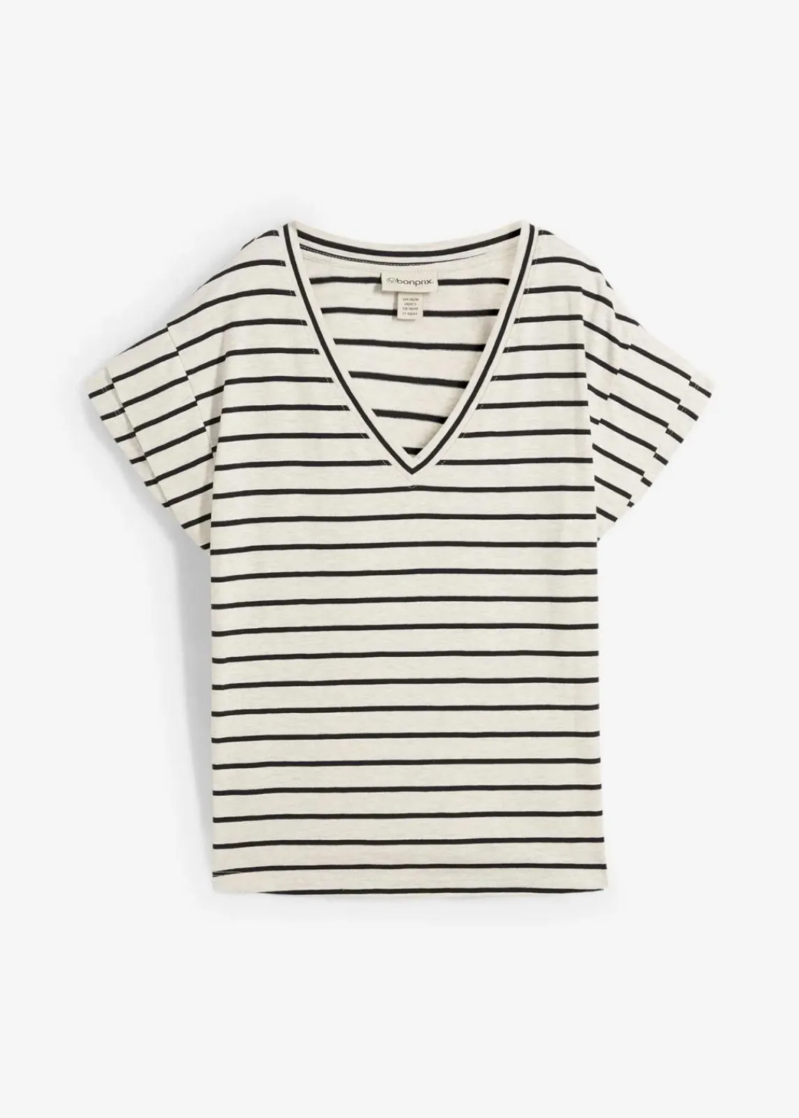 bonprix Shirts & Tops^Shirt mit Volantärmeln natur/schwarz gestreift