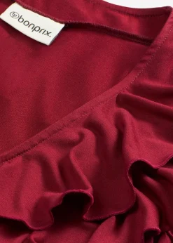 bonprix Shirts & Tops^Shirt mit Volants aus softem Modal-Mix pflaumenrot