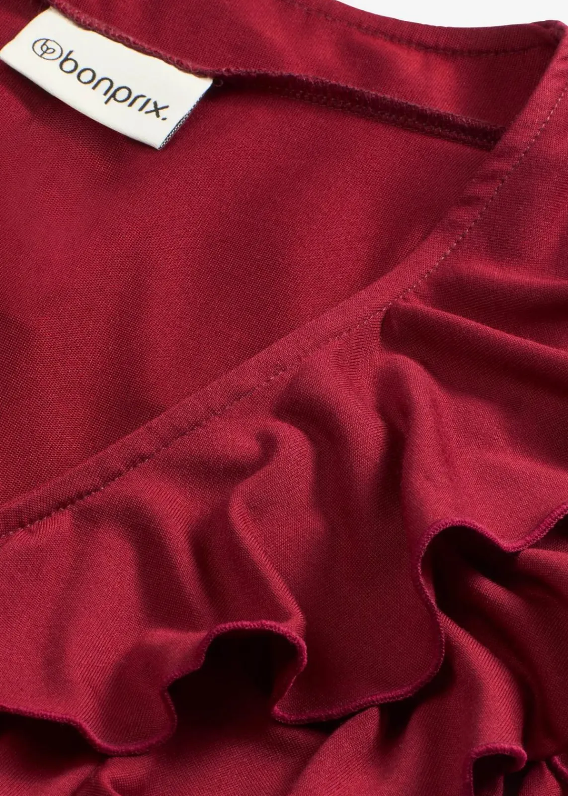 bonprix Shirts & Tops^Shirt mit Volants aus softem Modal-Mix pflaumenrot
