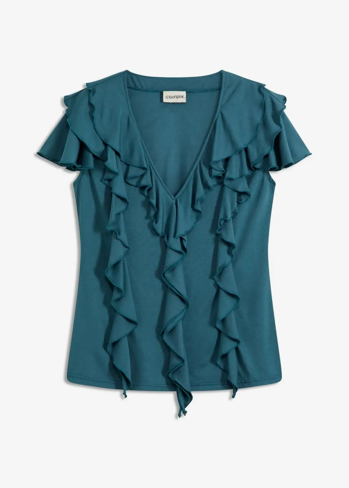 bonprix Shirts & Tops^Shirt mit Volants aus softem Modal-Mix pfeffergrün