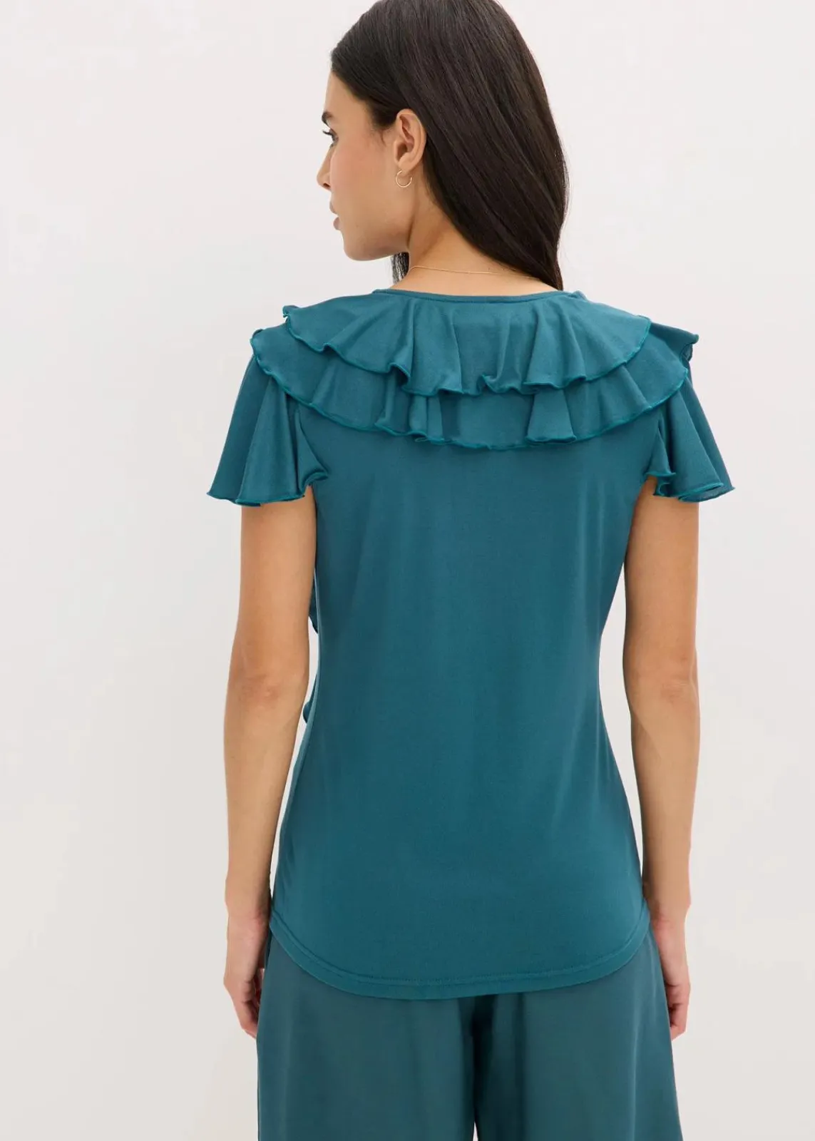 bonprix Shirts & Tops^Shirt mit Volants aus softem Modal-Mix pfeffergrün