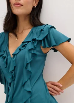 bonprix Shirts & Tops^Shirt mit Volants aus softem Modal-Mix pfeffergrün