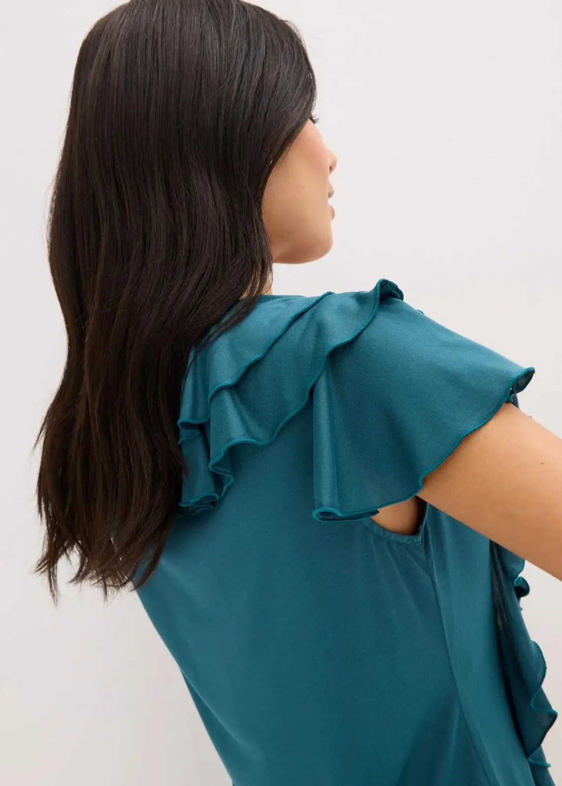 bonprix Shirts & Tops^Shirt mit Volants aus softem Modal-Mix pfeffergrün