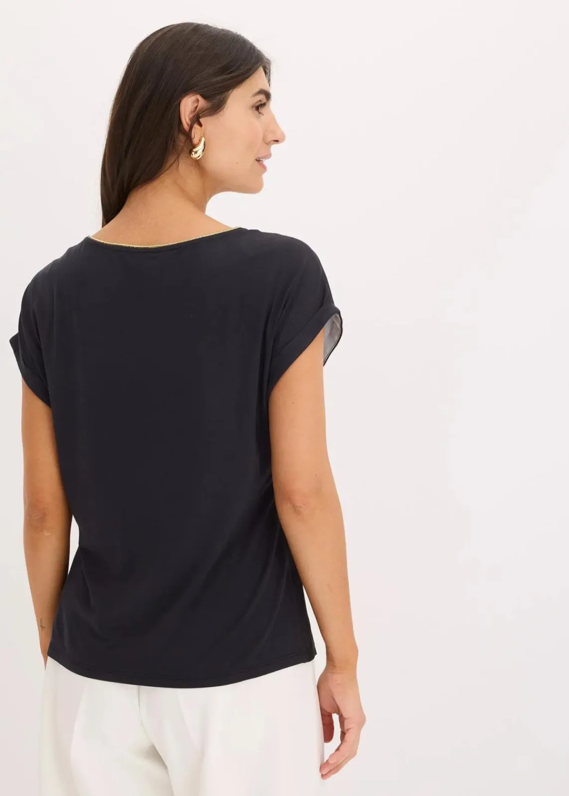 bonprix Shirts & Tops^Shirt mit Webeinsatz schwarz/pink floral