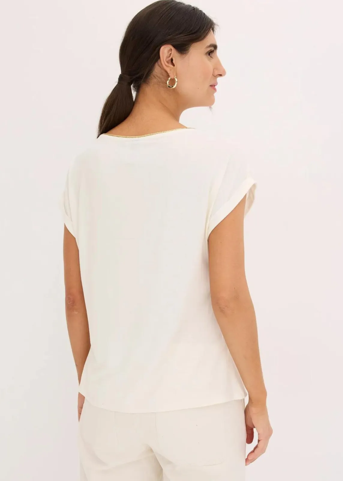bonprix Shirts & Tops^Shirt mit Webeinsatz wollweiß/pink floral
