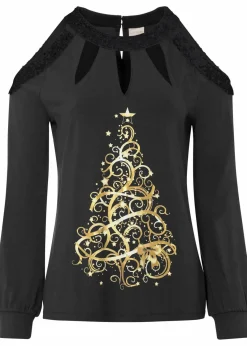 BODYFLIRT boutique Shirts & Tops^Shirt mit Weihnachtsmotiv schwarz bedruckt