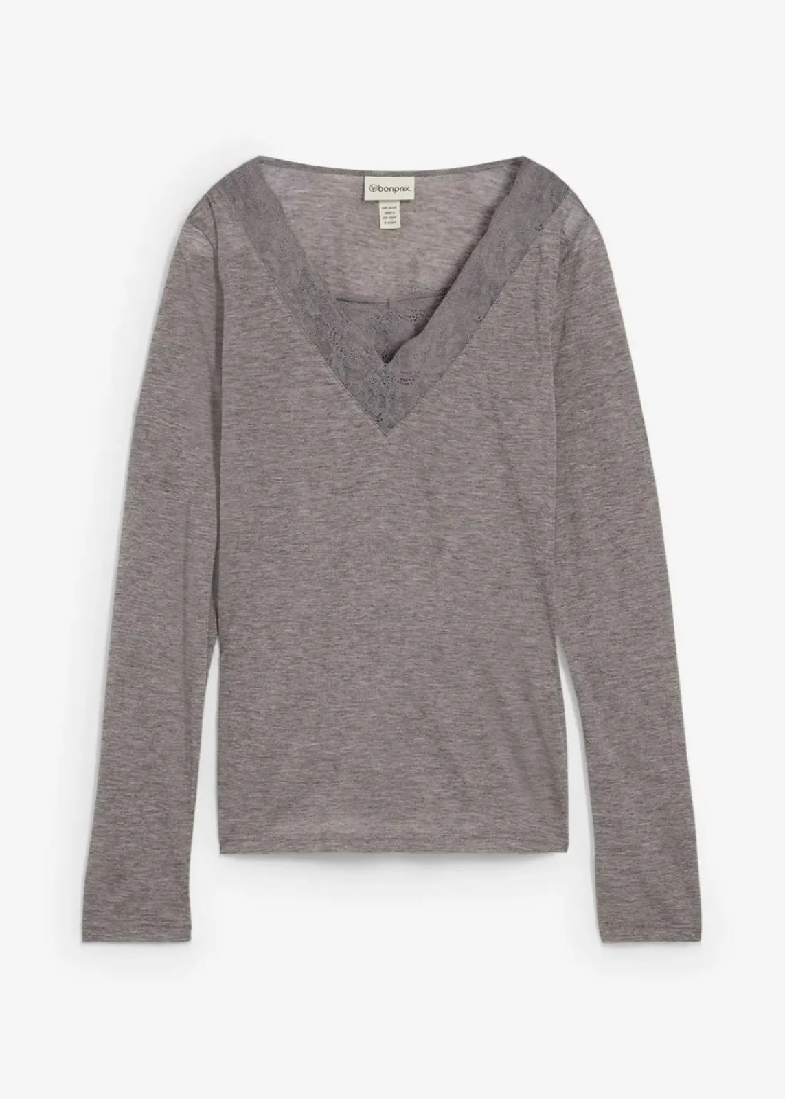 bonprix Shirts & Tops|Premium^Shirt mit Wolle grau meliert