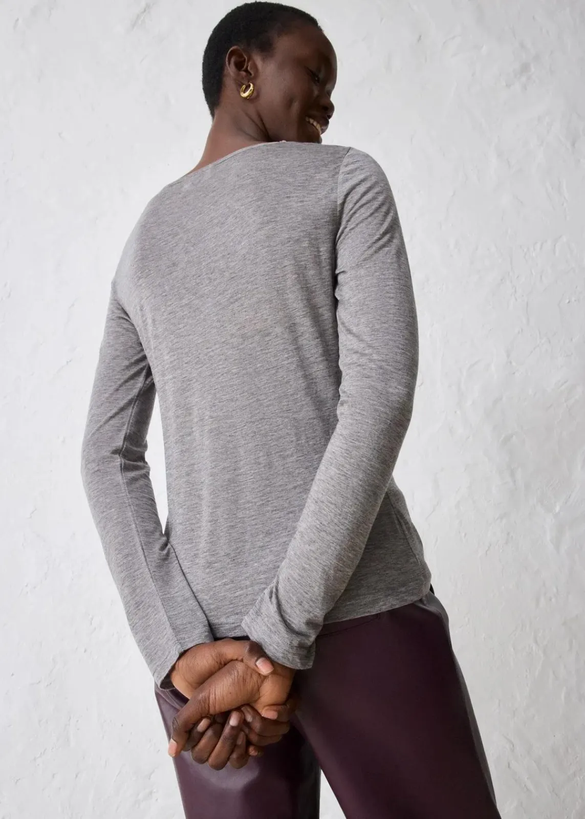 bonprix Shirts & Tops|Premium^Shirt mit Wolle grau meliert