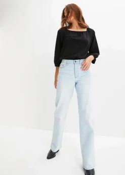 bonprix Nachhaltigere Materialien|Shirts & Tops^Shirtbluse aus reiner Bio-Baumwolle schwarz