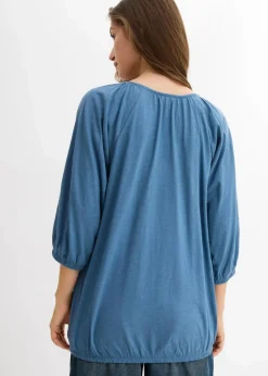 bonprix Shirts & Tops|Nachhaltigere Materialien^Shirtbluse aus reiner Bio-Baumwolle wellenblau