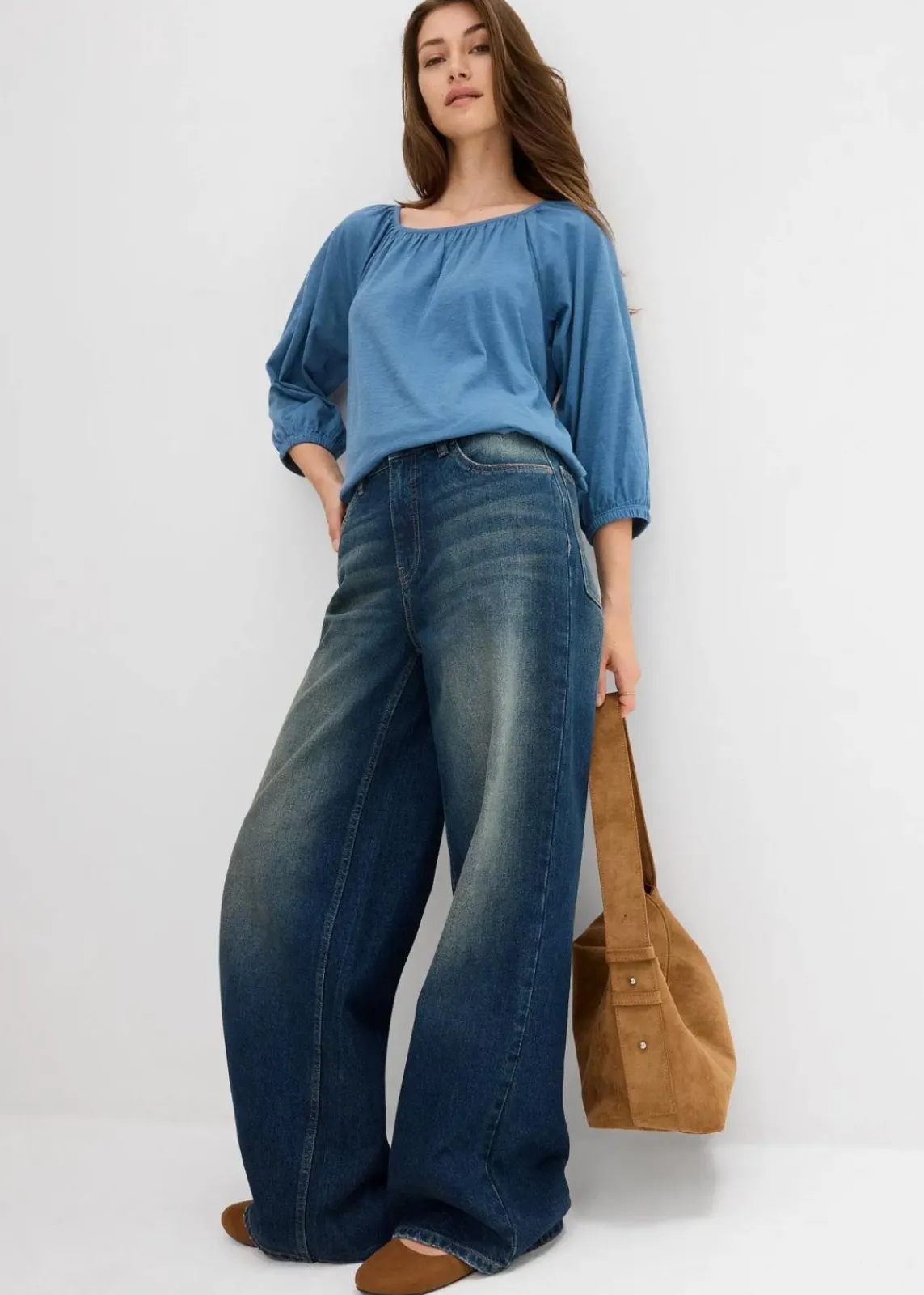 bonprix Shirts & Tops|Nachhaltigere Materialien^Shirtbluse aus reiner Bio-Baumwolle wellenblau