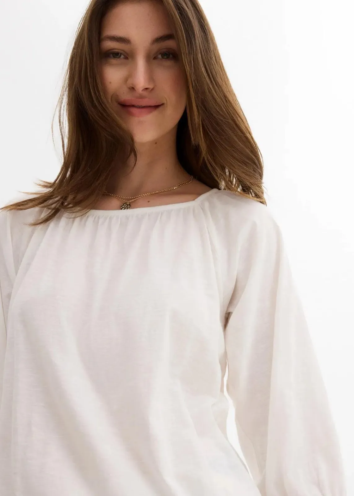 bonprix Shirts & Tops|Nachhaltigere Materialien^Shirtbluse aus reiner Bio-Baumwolle wollweiß