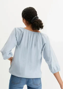 bonprix Shirts & Tops|Nachhaltigere Materialien^Shirtbluse aus reiner Bio-Baumwolle softblau