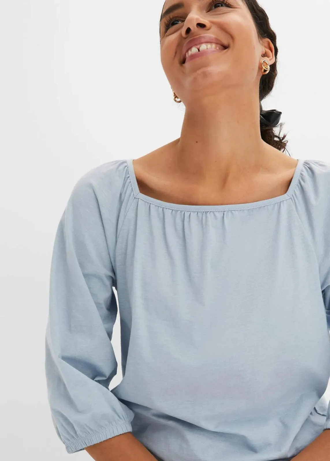 bonprix Shirts & Tops|Nachhaltigere Materialien^Shirtbluse aus reiner Bio-Baumwolle softblau