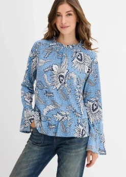 bonprix Shirts & Tops^Shirtbluse aus softem Modal-Mix wellenblau bedruckt