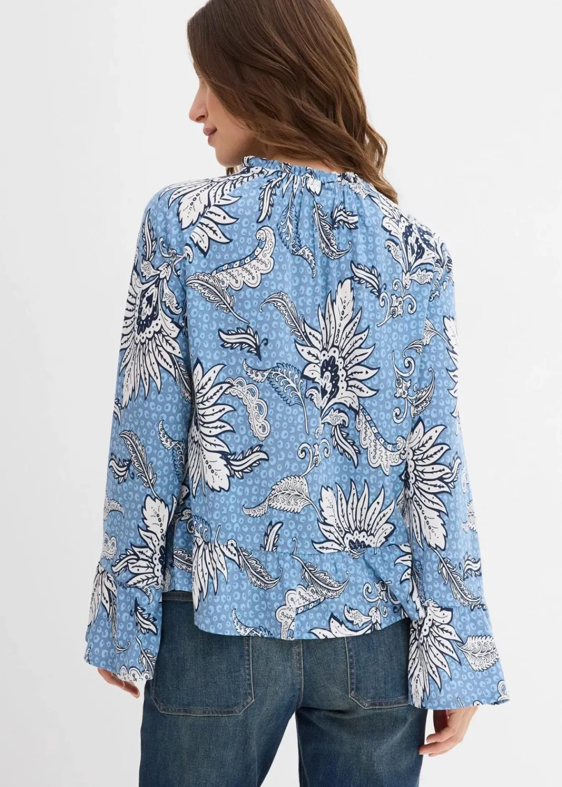 bonprix Shirts & Tops^Shirtbluse aus softem Modal-Mix wellenblau bedruckt
