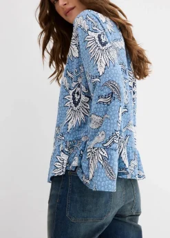 bonprix Shirts & Tops^Shirtbluse aus softem Modal-Mix wellenblau bedruckt