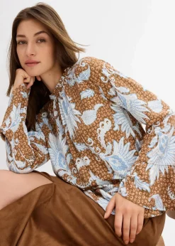 bonprix Shirts & Tops^Shirtbluse aus softem Modal-Mix gewürzbraun bedruckt