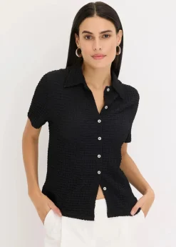 bonprix Shirts & Tops^Shirtbluse mit Struktur schwarz