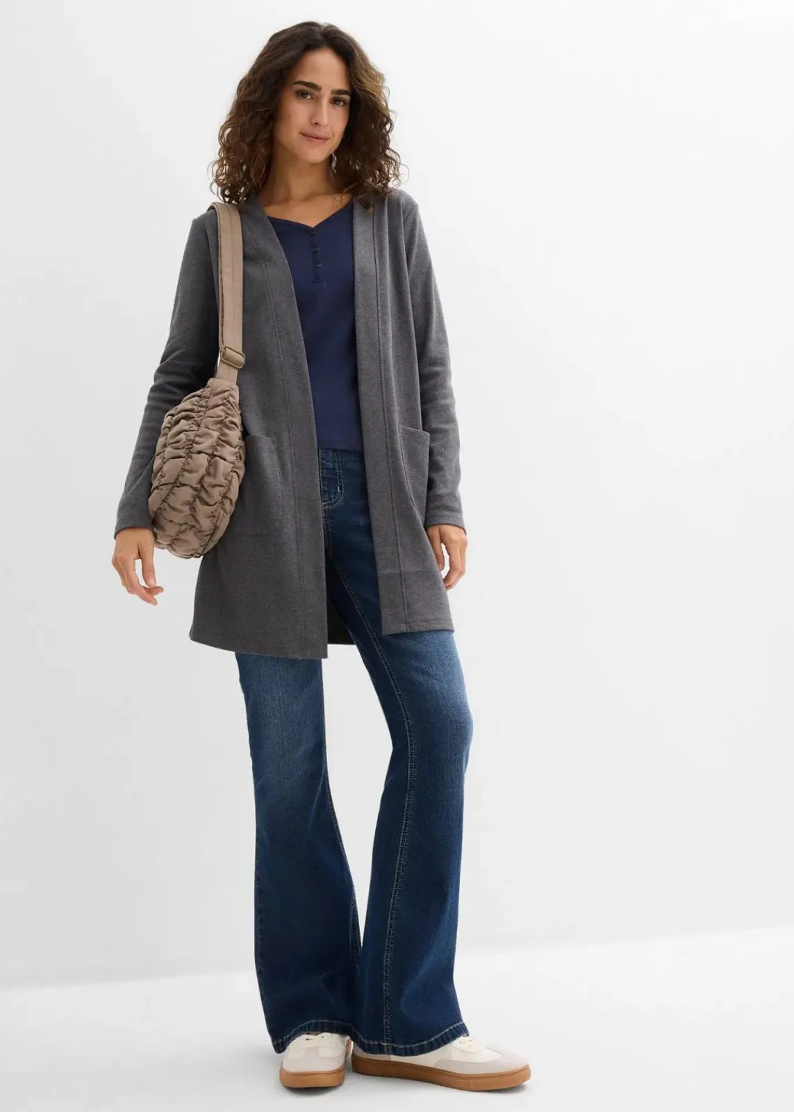 bonprix Bekleidung·Röcke|Nachhaltigere Materialien^Shirtjacke grau meliert meliert