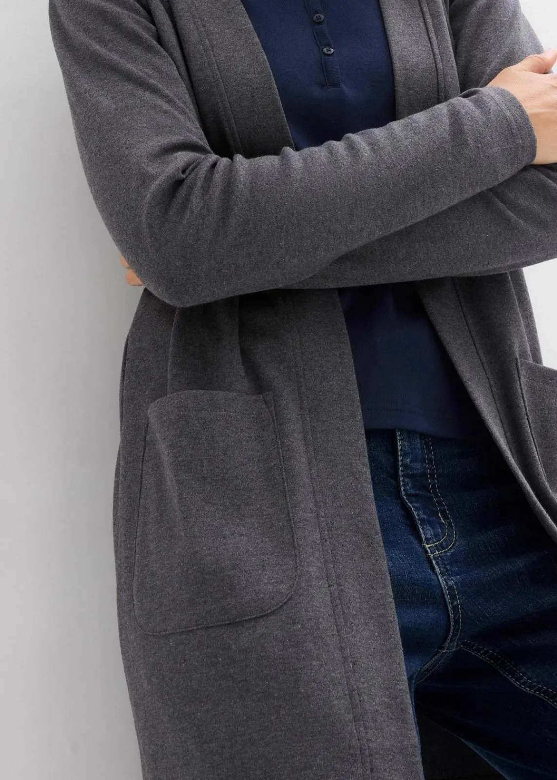 bonprix Bekleidung·Röcke|Nachhaltigere Materialien^Shirtjacke grau meliert meliert