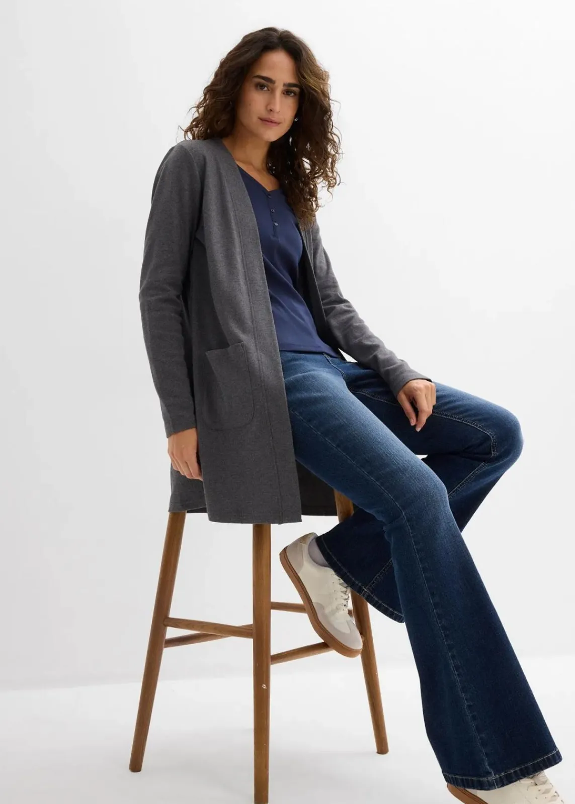 bonprix Bekleidung·Röcke|Nachhaltigere Materialien^Shirtjacke grau meliert meliert
